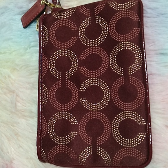 SALE! Auth Coach Sophia Mad Dotted Art Dark Red/Gold Bag & NWT Wristlet Bundle - Picture 9 of 16